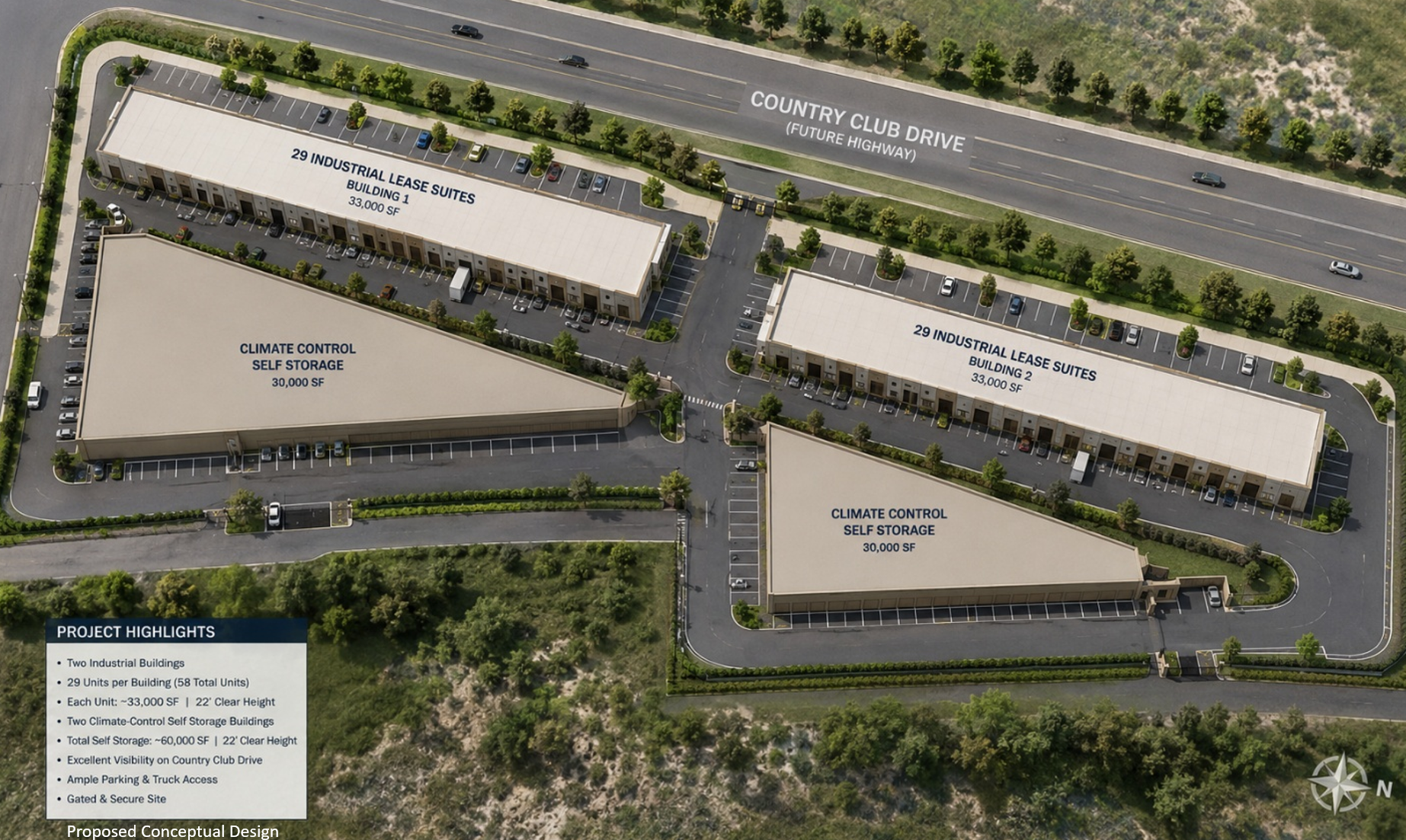 Conceptual aerial rendering of Summit Commerce Center